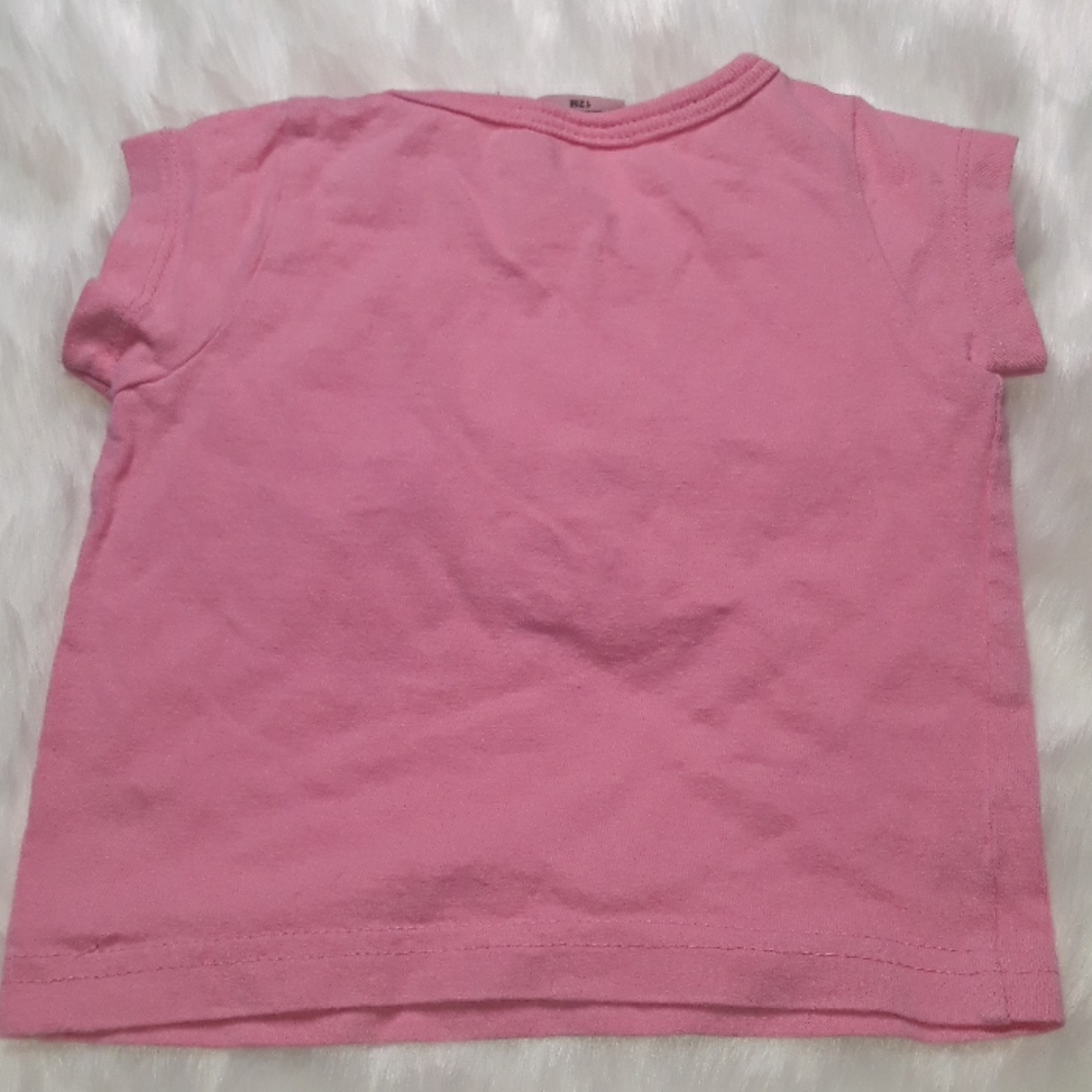 Pink monkey short sleeve baby girl tshirt 12 month - Picture 3 of 6